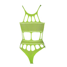 Load image into Gallery viewer, cut-out-thong-bodysuit-neon-green-plus-size
