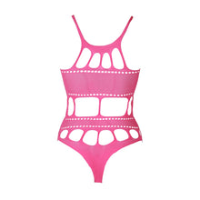 Load image into Gallery viewer, cut-out-thong-bodysuit-neon-pink-plus-size
