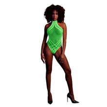 Load image into Gallery viewer, halter-tie-neck-bodysuit-neon-green-one-size
