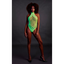 Load image into Gallery viewer, halter-tie-neck-bodysuit-neon-green-one-size

