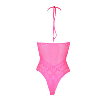 Load image into Gallery viewer, halter-tie-neck-bodysuit-neon-pink-one-size
