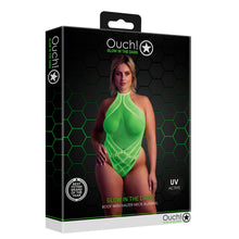 Load image into Gallery viewer, halter-tie-neck-bodysuit-neon-green-plus-size
