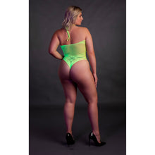 Load image into Gallery viewer, halter-tie-neck-bodysuit-neon-green-plus-size
