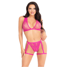 Load image into Gallery viewer, leg-avenue-lace-bra-top-and-panty-with-garters-pink
