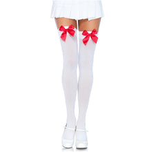 Load image into Gallery viewer, leg-avenue-nylon-thigh-highs-with-bow
