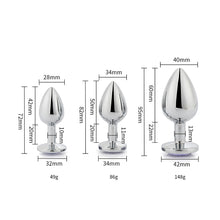 Load image into Gallery viewer, toosh-metal-butt-plug-silver-set-of-3-clear-stone
