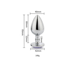Load image into Gallery viewer, toosh-silver-metal-butt-plug-large-red-stone
