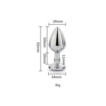 Load image into Gallery viewer, toosh-silver-metal-butt-plug-medium-clear-stone
