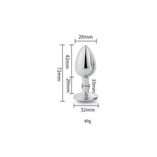 Load image into Gallery viewer, toosh-silver-metal-butt-plug-small-clear-stone

