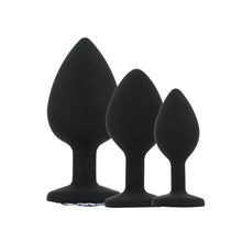 Load image into Gallery viewer, toosh-silicone-butt-plug-black-set-of-3-clear-stone

