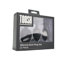 Load image into Gallery viewer, toosh-silicone-butt-plug-black-set-of-3-clear-stone
