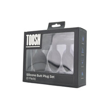 Load image into Gallery viewer, toosh-silicone-butt-plug-black-set-of-3-clear-stone
