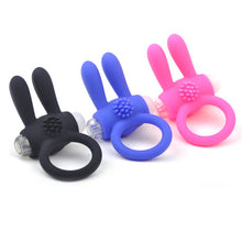 Load image into Gallery viewer, Silicone Pink Rabbit Vibrating Cock Ring
